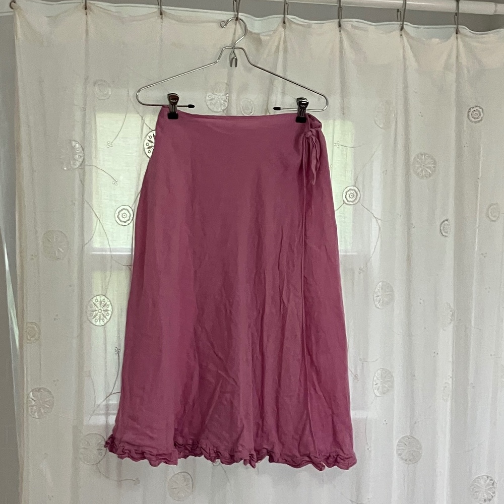 Pink Linen Wrap Skirt 120% Linen Italy